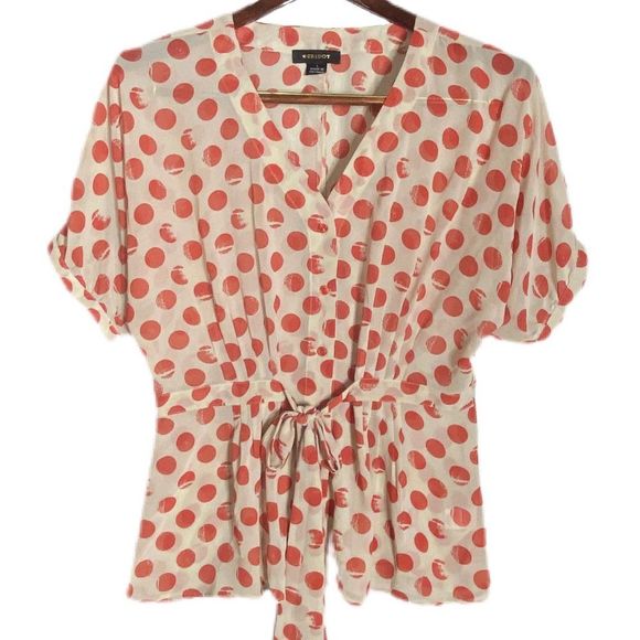 Large Women's Polka dot Blouse, Peridot top - Picture 2 of 7